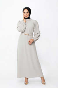 SIPO Eid Dubai Abaya – robe longue de soirée islamique pour femmes, tenue Maxi Beige unie, 2022 - Product Image 2