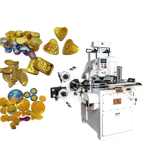 High quality price cheap small gold coin chocolate shrinking food flow wrapping machine