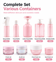 Ensemble complet de flacons et pots cosmétiques roses, 9 tailles, 30g-300ml, contenants vides rechargeables pour soins de la peau, vaporisateur, tonique, lotion, crème