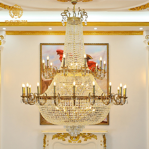 Jewellerytop europeo victoriano Imperio de lujo colgante luz <span class=keywords><strong>Villa</strong></span> Hotel Maira Theresa K9 cristal grandes candelabros de oro - Product Image 1