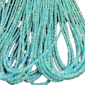 3มม. 4มม. 5มม. พลอยโอปอลสีฟ้าเอทิโอเปียธรรมชาติลูกปัดพลอยเม็ดเรียบการสร้าง IGI ได้รับการรับรองสำหรับเครื่องประดับ - Product Image 1