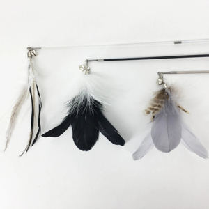 Novo telescópico pólo teaser telescópico duas seções punho de madeira gato brinquedos pena substituível cabeça pesca tipo gato teaser vara - Product Image 2