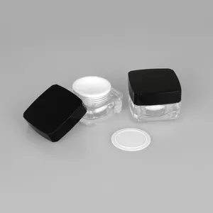 In Stock Popular Unique 20g 20 Ml Clear Black Lid Cosmetic Acrylic Jars Small Face Cream Empty Facial Cream Containers