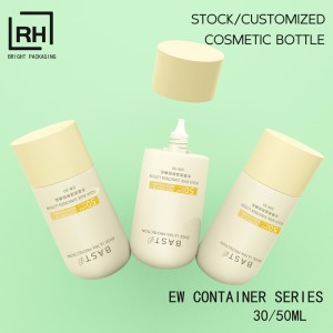 Flacon de crème solaire pour le visage en plastique <span class=keywords><strong>blanc</strong></span> en forme <span class=keywords><strong>d</strong></span>'œuf de 30 ml et 50 ml, flacon de crème solaire pour le corps EVOH avec bouchon à vis plat - Product Image 4