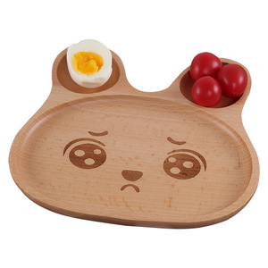 Bandeja de madera con forma de manzana, plato dividido con diseño de dibujos animados para niños, plato para desayuno y merienda para bebés - Product Image 5