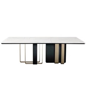 Table à manger moderne avec plateau en marbre, ensemble de table à manger, table de salle à manger de luxe - Product Image 2