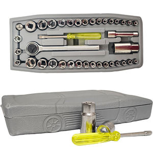 Ensemble d'outils de réparation pour la maison et la voiture, 40 pièces, jeu de douilles à cliquet de 1/4 et 3/8 pouces avec clé à cliquet et tournevis, boîte à outils mécanique complète - Product Image 6