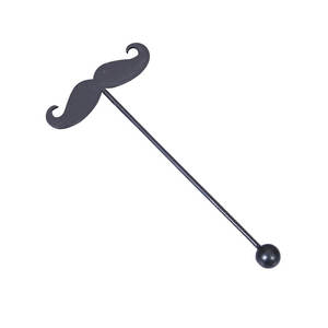 Agitador de cóctel de barba de plástico con <span class=keywords><strong>bigote</strong></span> negro con logotipo personalizado para boda - Product Image 2
