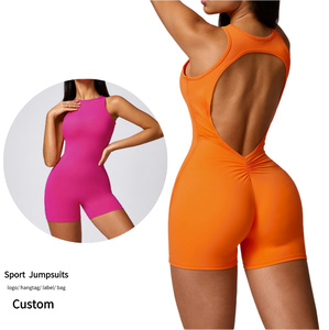 Combinaison de sport pour <span class=keywords><strong>femme</strong></span>, nouvelle collection 2024, séchage rapide, dos ajouré, tenue de sport, combinaison courte, combinaison de yoga - Product Image 1