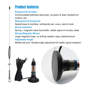 Base Magnética para <span class=keywords><strong>Radio</strong></span> HF <span class=keywords><strong>de</strong></span> 4 Pulgadas, Kit <span class=keywords><strong>de</strong></span> <span class=keywords><strong>Antena</strong></span> CB <span class=keywords><strong>de</strong></span> 1/4 para <span class=keywords><strong>Auto</strong></span>, 26-28MHz, 50 Ohm, IP68 - Product Image 3