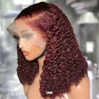NOUVEAU 2025 XZYWholesale Perruque Lace Front 13*4 Cheveux Bouclés Rouge Vin, Très Demandée en Europe, Amérique et Afrique, En Stock