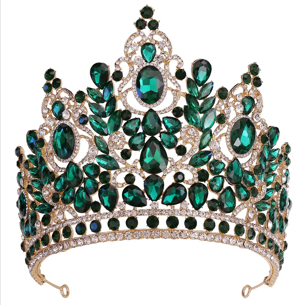 Silver Decorative Metal Tall Tiara Diamond Large Queen Birthday Wedding Headpiece Bride Miss Universe Pageant Crown