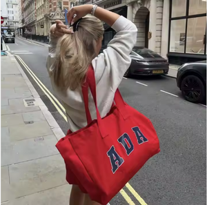 Op Maat Gemaakte Canvas Tas Op Maat Opvouwbare Oversized Rode Canvas Tas Yoga Gigantische Sport Boodschappentas Met Letterpatroon - Product Image 1