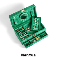 Boîte à bijoux de luxe en velours grande capacité, multi-niveaux avec miroir, tiroir pour bagues, boucles d'oreilles, colliers, boîte de rangement pour bijoux, logo personnalisé