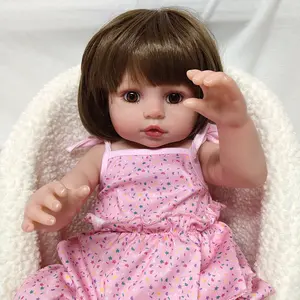 R&B 18 Inch Sell Well New Type Silicon Realistic Reborn Baby Dolls Vinyl Reborn Toddler Doll With Pink Dress