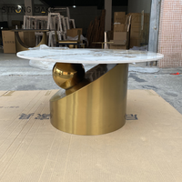 Table d'appoint de luxe minimaliste, Center doré Glam, Base en boule métallique, fer, salon moderne, Table basse en marbre