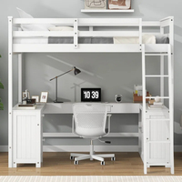 Grand lit mezzanine en bois pour enfants de style ferme directe d'usine chinoise avec bureau intégré
