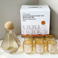 Set ketel kaca borosilikat, Set ketel kaca dingin dengan cangkir, Set cangkir kendi anggur kaca rumah, Set kendi air
