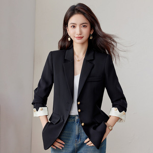 Women's Blazer Solid Color Polyester Anti-Wrinkle Professional Casual Spring Autumn Top - Product Image 1