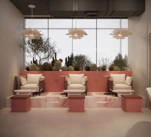 Solution complète de design de salon de manucure en verre trempé et production complète d'équipements pour magasin - Product Image 1