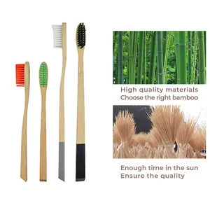 Escova de dentes de bambu natural 100%, com caixa de madeira de bambu biodegradável oem, escova de dentes de bambu com embalagem personalizada e logotipo