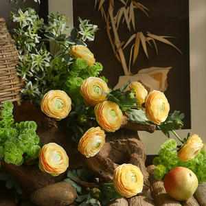 Hoogwaardige kunstzijde Ranunculus bloemen, 2-koppig, groothandel wit roze voor Pasen, Kerstmis, huis & bruiloftdecoratie - Product Image 2