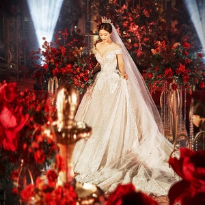 Starry Sky Wedding Dress 2026 Elegant Empire Waist Ball Gown Sweetheart Neckline Long Train Bride Dress Vintage Style - Product Image 1