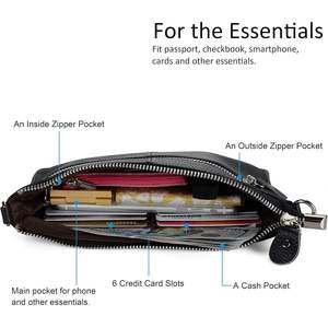 Womens <b>Small</b> Black Wristlet Clutch Purse Organizer Crossbody <b>Wallet</b> - Product Image 4