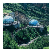 Kit Tenda Kubah Kaca Tempered Heavy Duty Rangka Aluminium Tahan Air Empat Musim Glamping Rumah Igloo Resort Ukuran Dapat Disesuaikan