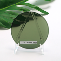 Lentilles optiques photochromiques UV410 bleues anti-reflets Maat Manufacturer 1.60 (MR-8) CB Green, lentilles en verre, prix bas, lentilles optiques