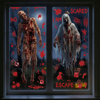 Autocollants de fenêtre d'Halloween à prix de gros, fantômes d'horreur statiques en PVC pour la décoration de vitres de fête et de maison
