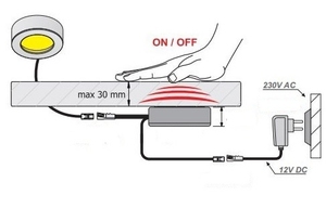 Interrupteur tactile à intensité variable DC 12V pour bandes LED, max 60W, certifié CE ROHS, éclairage d'intérieur pour meubles - Product Image 6