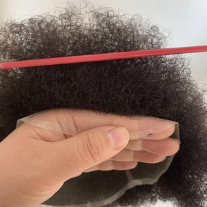 Toupee de Encaje Completo con Cabello Afro Rizado de 6 mm # Unidad Capilar India Popular de Color 1B para Hombres, Transpirable - Product Image 5