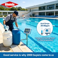 RHONDA Acide cyanurique Stabilisateur de chlore pour piscine en poudre et granulaire Protège le chlore des produits chimiques de traitement de l'eau