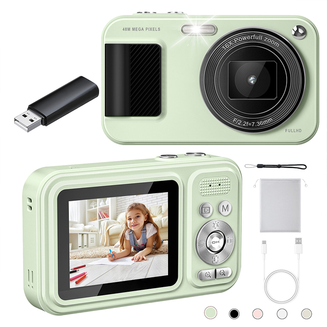 Jarvis Digital Camera 1080P HD CCD  32GB 48MP 2.4" LCD 16x Optical Zoom 120 Wide Angle Plastic Girls Teenagers