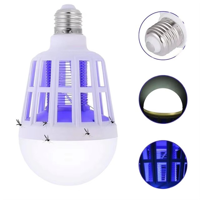 9W LED Mosquito-Killing Light Bulb Dual-Purpose Illumination E27 Screw Base Household Intelligent Control Fly-Trapping Lamp
