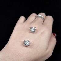 Pendientes de Botón Magnéticos con Moissanita Radiante, Chapados en Oro Blanco de 18K, Corte Brillante, Lujo, Certificados por Terceros, Sin Perforación, Joyería para Fiestas