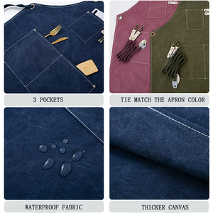 Tablier de cuisine en toile de coton personnalisé avec logo brodé pour <span class=keywords><strong>chef</strong></span>, serveur, cuisine, nettoyage - Product Image 5