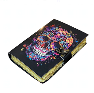Diario de Cuero con Estampado de Calavera, Libro de Sombra, Grimorio, Cuaderno Gótico, Cuaderno de Bocetos Vintage, Diario de Escritura, Estilo Hecho a Mano, Regalo - Product Image 4