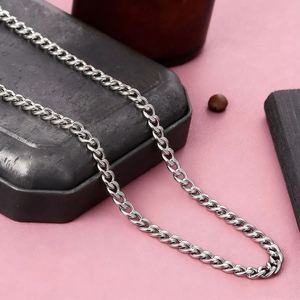 Punk Hip-Hop Titan-Stahl 3,5mm/5mm/6mm/7mm/8mm/10mm Kubanische Gliederkette Miami Edelstahl-Halskette für Männer - Product Image 6