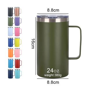 Custom logo 24oz Vacuum 304 Stainless Steel Insulated Camping Tumbler Cup <b>Large</b> Capacity Portable Travel Coffee Mug with Handle - Product Image 3