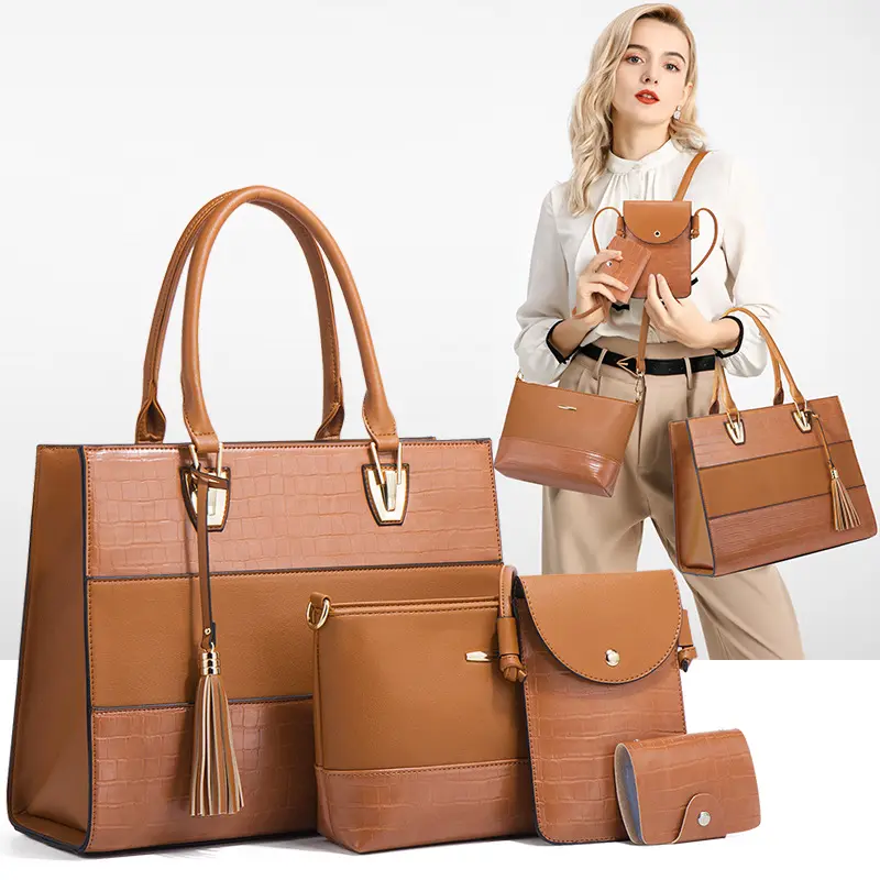 Moda trendy PU borse in pelle modello coccodrillo borse da donna di lusso borsa da donna 4 pezzi borsa e borsa