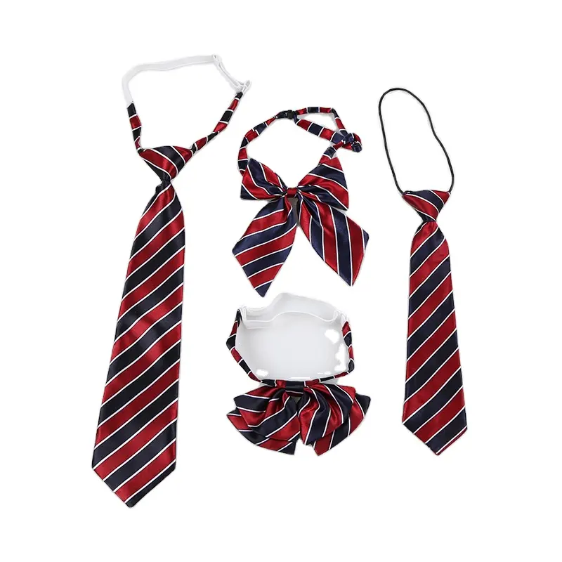 Hamocigia Handmade Red Striped JK Style Krawatte und Puffer Fly Bowtie Schüler Kinder Tie Dye Sets