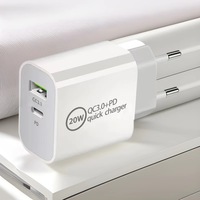 Adaptateur de charge rapide PD multi-ports USB-A et USB-C de haute qualité 20W pour téléphones mobiles, écouteurs, lecteurs MP3/MP4