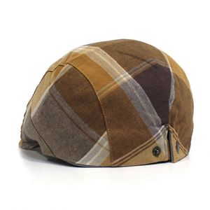 Gorro de Algodón Informal Estilo Británico Ivy, Gorra Newsboy Retro con Bloques de Color para Hombre, Otoño e Invierno - Product Image 5