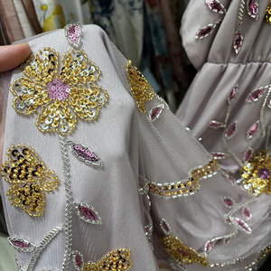 Abito da sera con ricamo floreale e maniche a pipistrello, per matrimoni e feste Ramadan, fornitore all'ingrosso, caftano di lusso con perline fatte a mano, colorato - Product Image 5