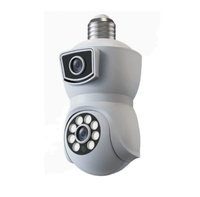 Ampoule à double objectif E9, caméra intelligente sans fil à vision nocturne couleur, caméra panoramique à ampoule Wifi 360 avec E27