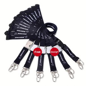 Luxury Custom logo Double Layer Thick Seat Belt Alloy Buckle Safety Breakaway Detachable <b>Lanyard</b> with Metal Clips - Product Image 1