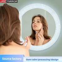 Miroir de salle de bain mural en aluminium LED de 32 pouces, design moderne et simple, personnalisé en usine, anti-buée, éclairage intérieur et extérieur