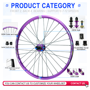 Roue de vélo VTT <span class=keywords><strong>26</strong></span> 27.5 29 pouces, axe traversant Boost 110 148, AM DH, 6 trous, frein à disque, 4 roulements étanches, HG XD MS, alliage 7005, 12 vitesses - Product Image 2